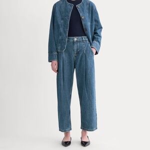 NWT Everlane Women's High Rise Pleated Jean in Mid Indigo, Size 30, Cotton